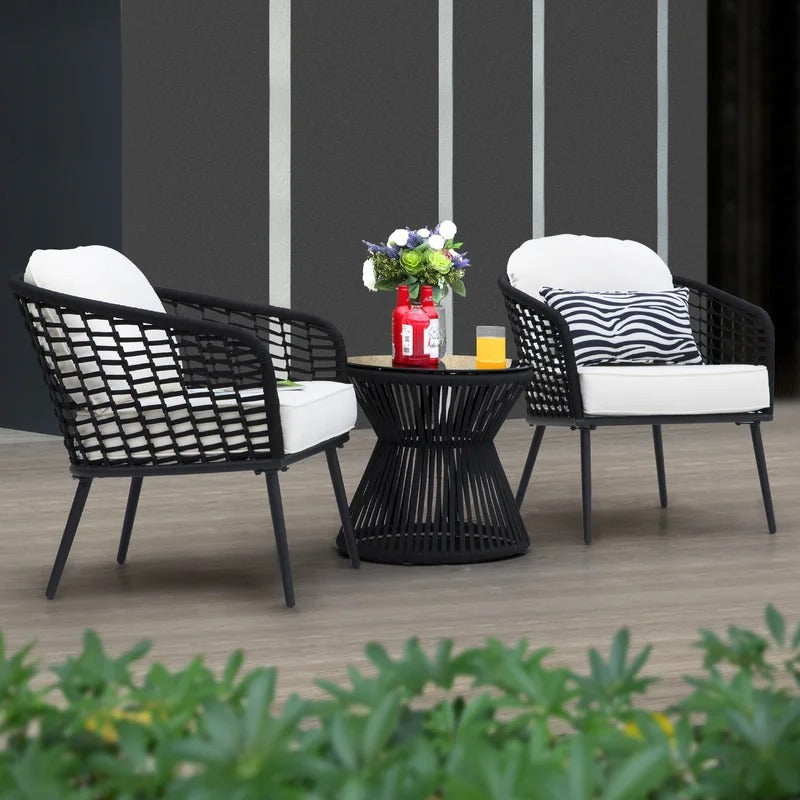 Black Outdoor Rope Chairs Armen Living Clip Stackable Steel Indoor