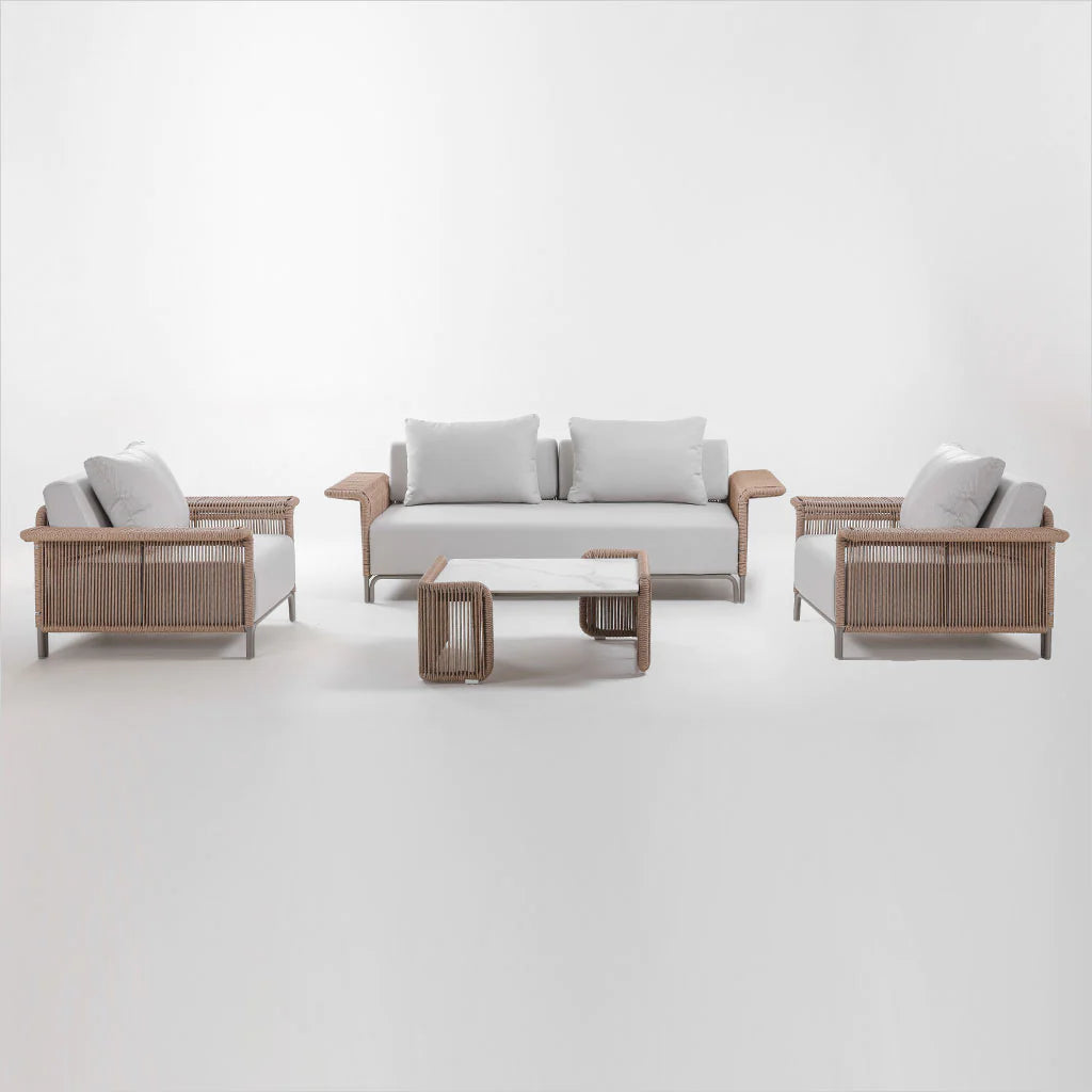 Buratti Outdoor Sofa Set Seater Single seater and Center Table Braided Rope