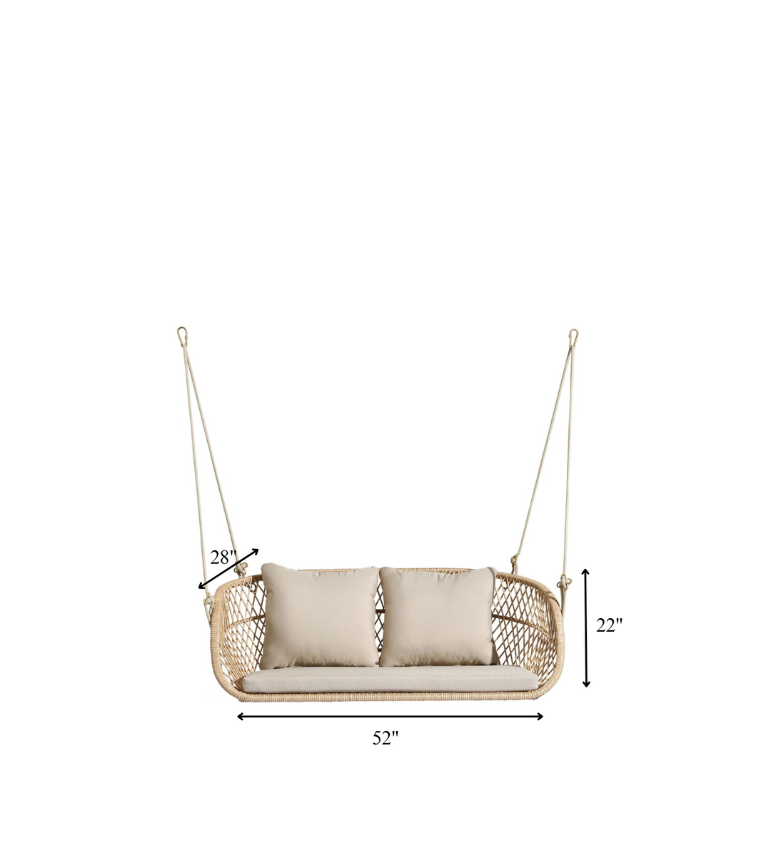 Lieu Double Seater Hanging Swing Without Stand For Balcony , Garden Swing (Honey)