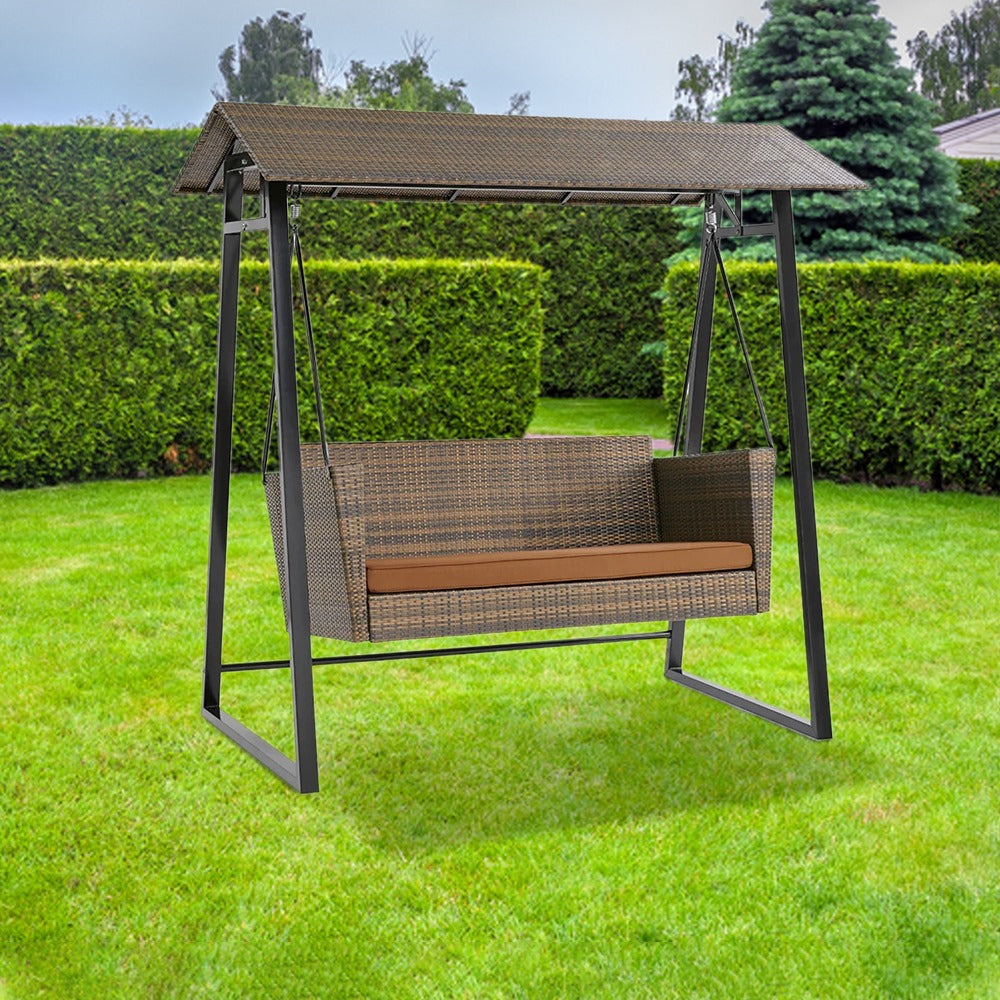 Swing Bench Wicker Outdoor Swing With Canopy Lince Double Seater