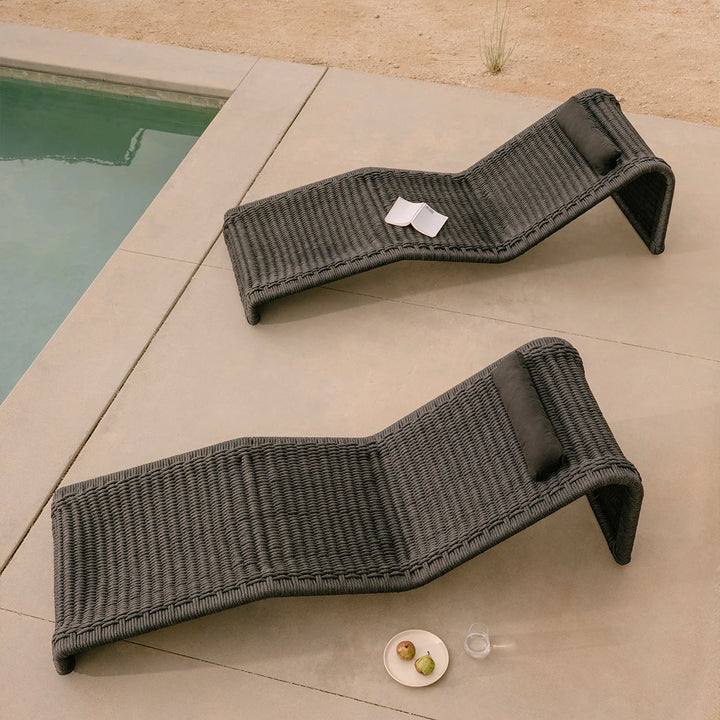 Adnet Outdoor Swimming Poolside Lounger Set of 2 (Black) Braided & Rope