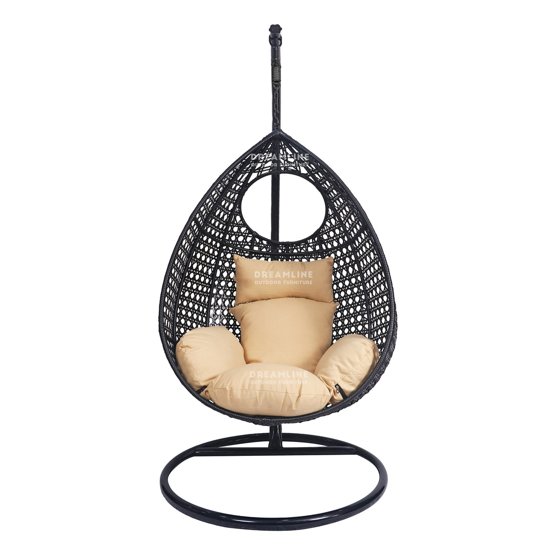 Piro Single Seater Hanging Swing With Stand For Balcony , Garden Swing (Dark Brown)