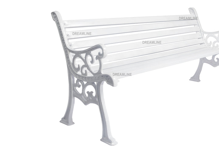Kezia Cast Iron 3 Seater Garden Bench for Outdoor Park - (White)