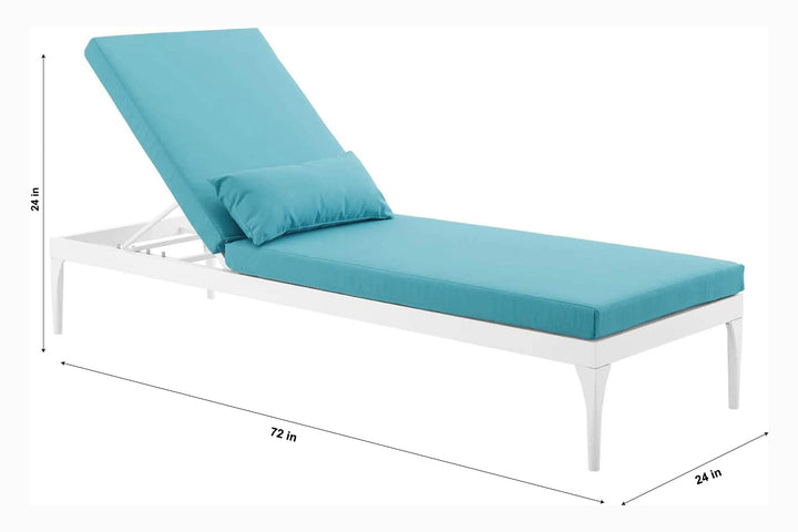 Clay Outdoor Swimming Poolside Lounger (White + Sky Blue )