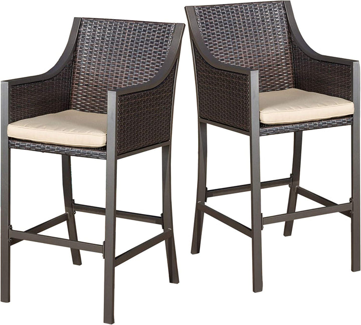 Gastone Outdoor Patio Bar Chair 2 Chairs For Balcony (Brown)