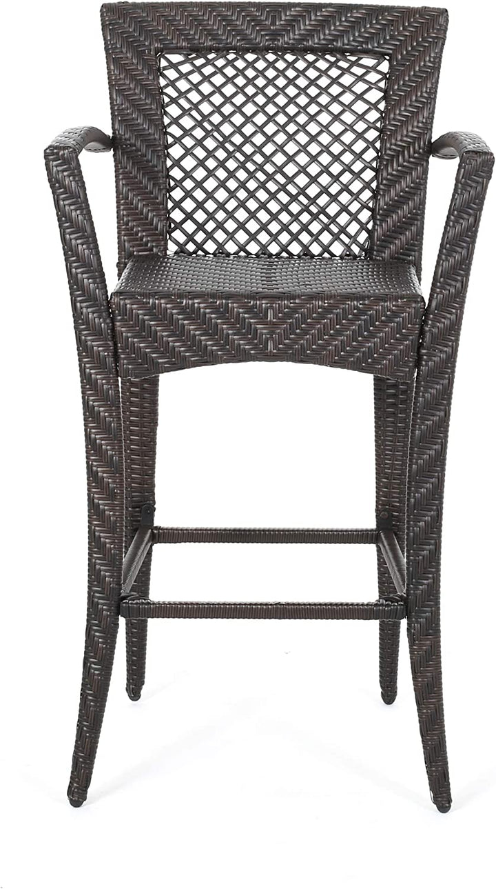 Lorenzo Outdoor Patio Bar Chair 2 Chairs For Balcony (Brown)