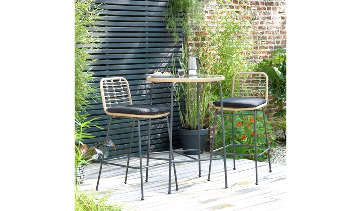 Andrew Outdoor Bar Sets 2 Chairs and 1 Table (Honey + Dark Grey)