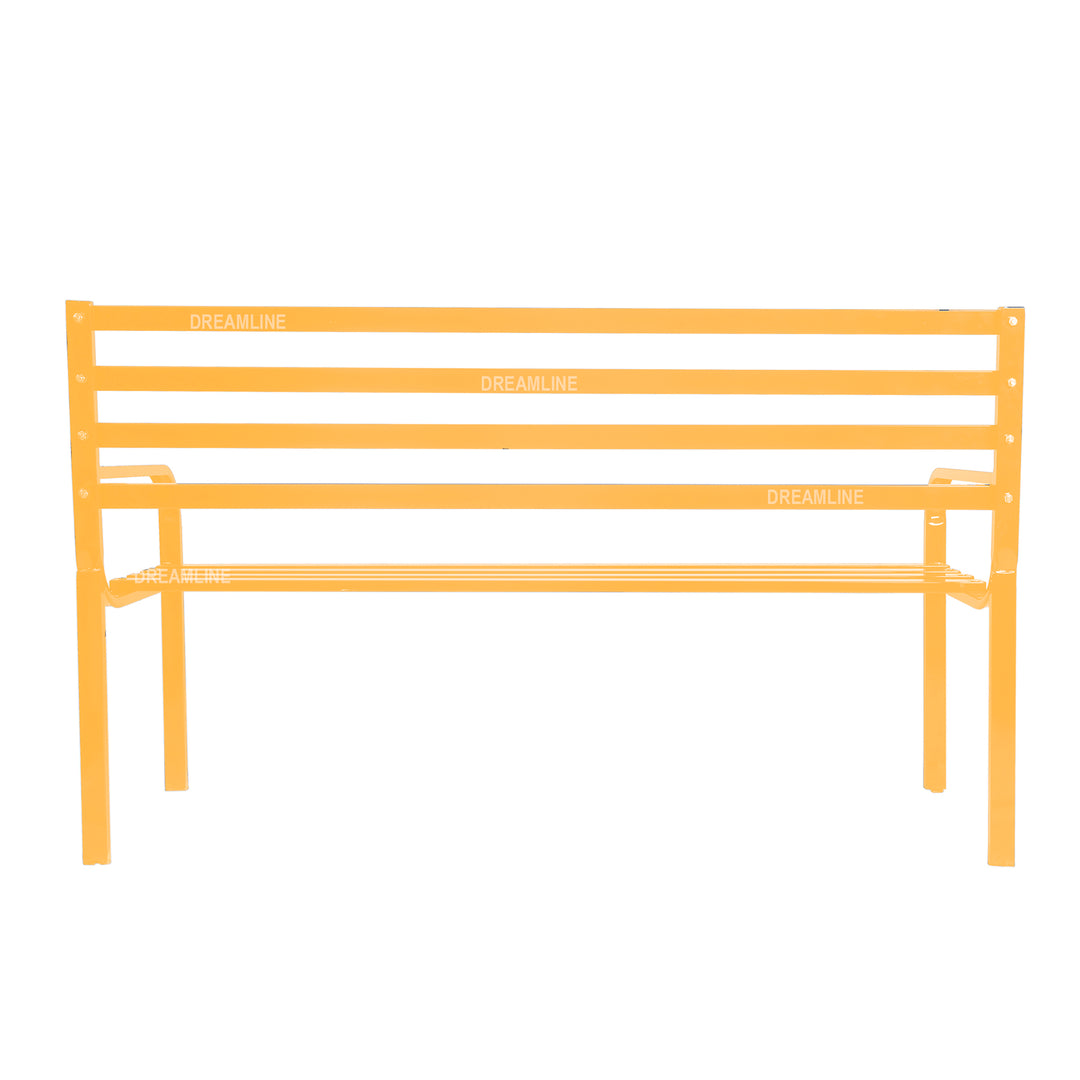 Vice Metal 3 Seater Garden Bench for Outdoor Park - (Yellow)