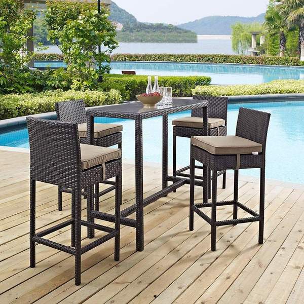 Mazzi Outdoor Patio Bar Sets Chairs and Table (Brown)