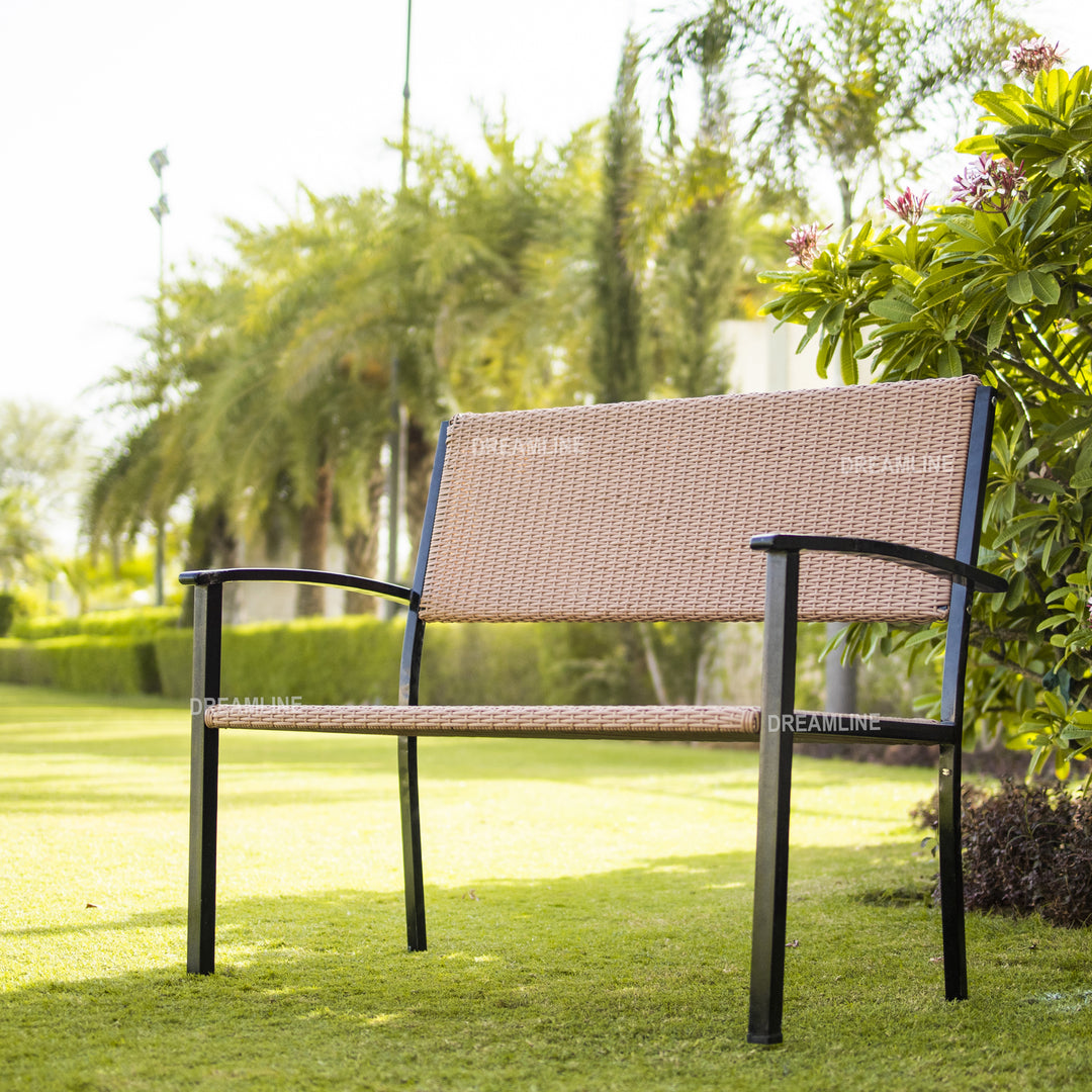 Gemma Wicker 2 Seater Garden Bench for Outdoor Park - (Brown)