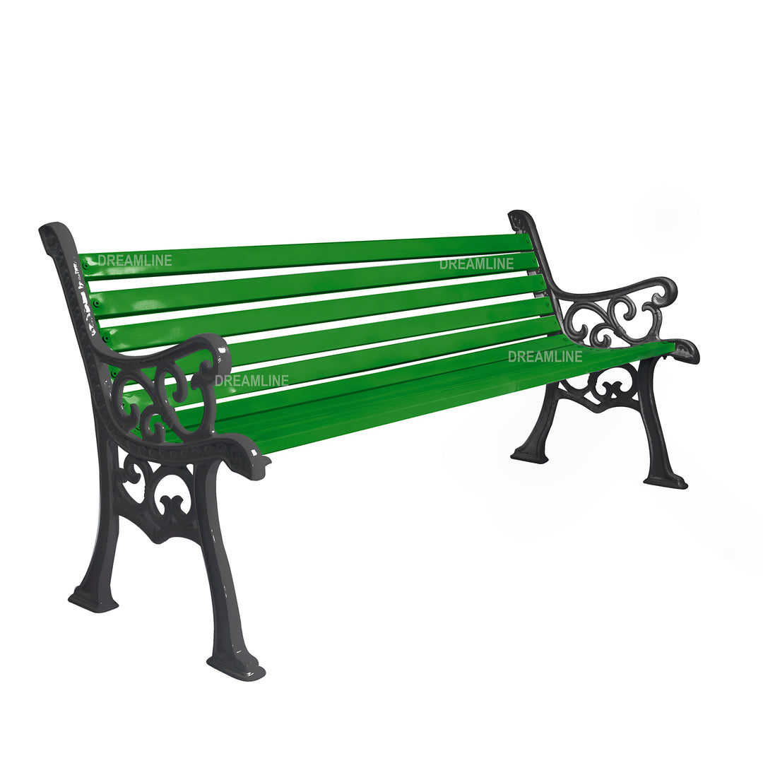 Terra Cast Iron 3 Seater Garden Bench for Outdoor Park - (Black+Green)