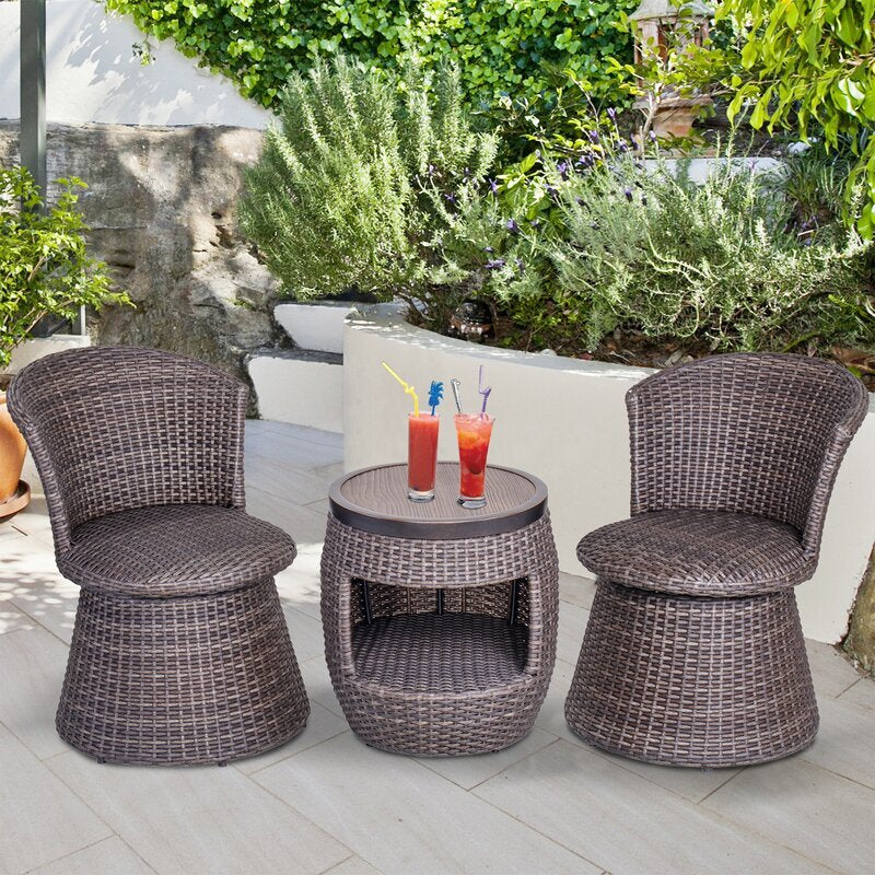 Sandy Outdoor Patio Seating Set Chairs and Table Set (Brown)