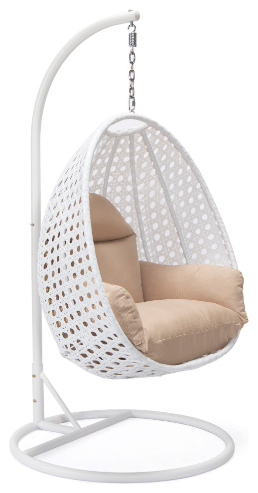 Pico Single Seater Hanging Swing With Stand For Balcony , Garden (White)
