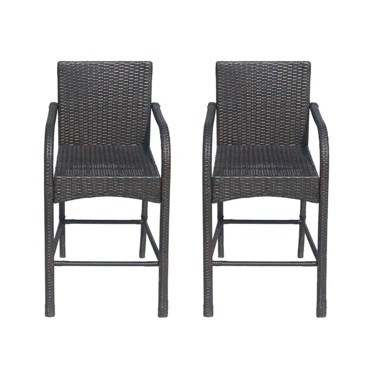Gian Outdoor Patio Bar Chair 2 Chairs For Balcony (Brown)