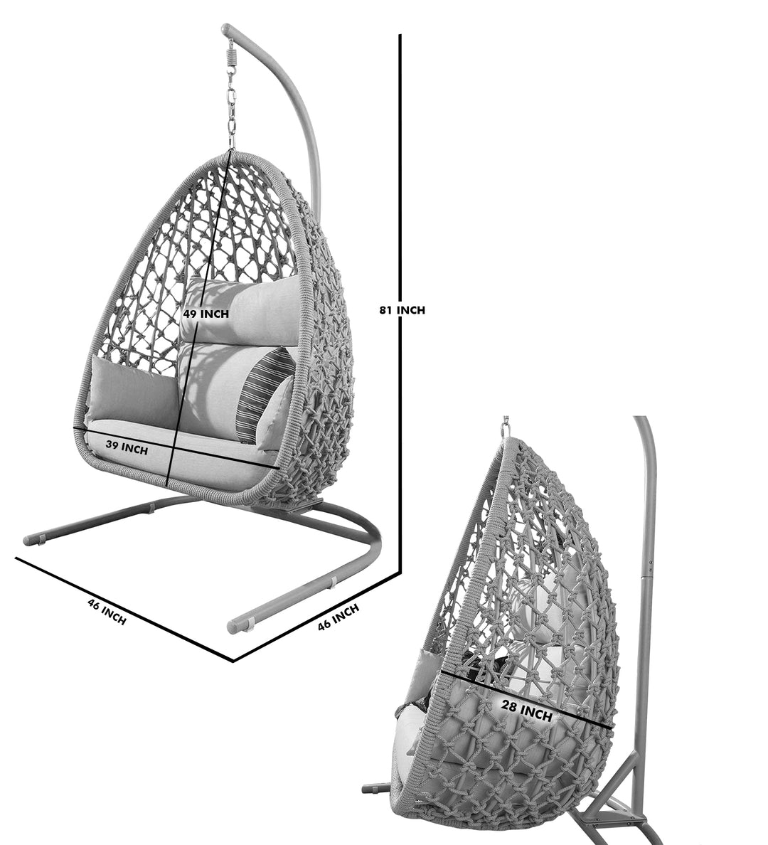 Vea Single Seater Hanging Swing With Stand For Balcony , Garden (Natural) Braided & Rope