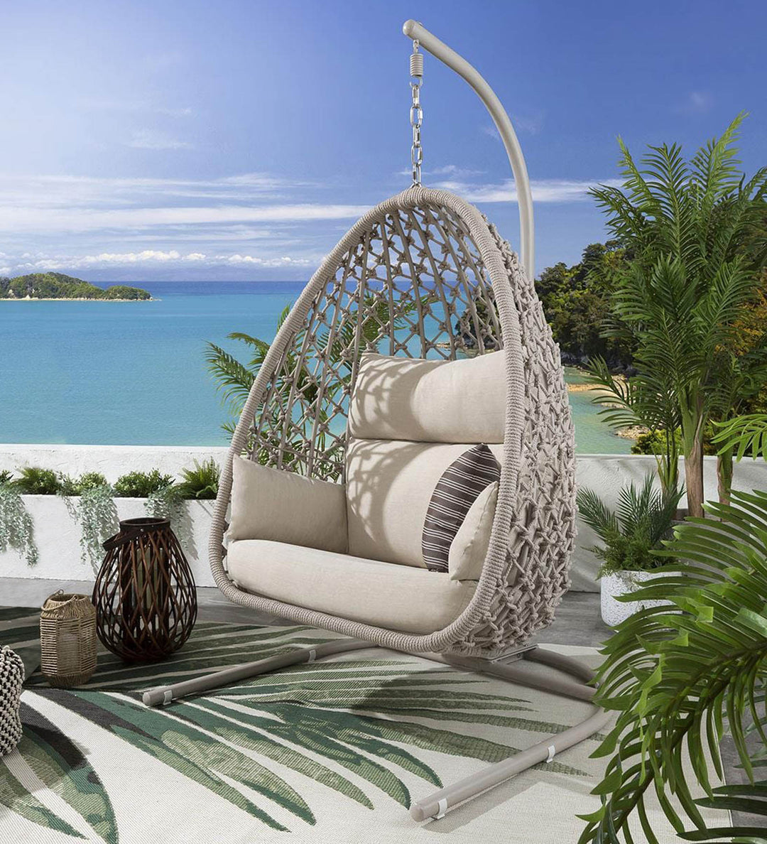 Dreamline Single Seater Hanging Swing With Stand For Balcony