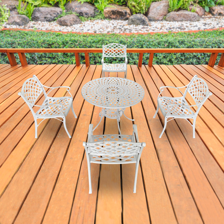 Lucio Cast Aluminium Garden Patio Seating 4 Chair and 1 Table Set