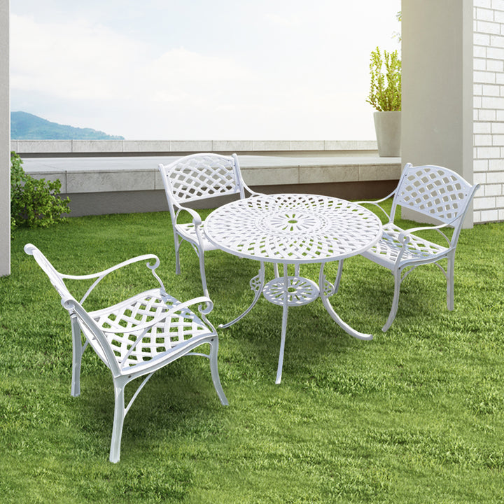 Marino Cast Aluminium Garden Patio Seating 3 Chair and 1 Table Set