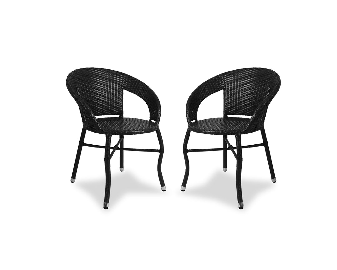 Lilli Outdoor Patio Seating Set 2 Chairs Set (Black)