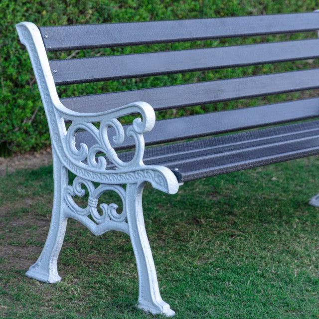 Eira Cast Iron 3 Seater FRP Garden Bench for Outdoor Park - (Black + White)