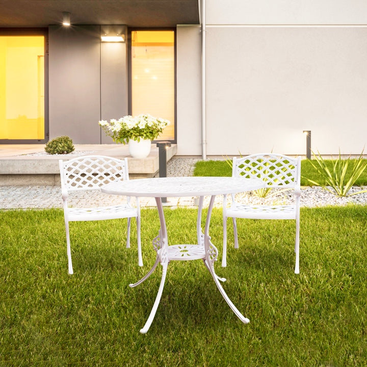 Natale Cast Aluminium Garden Patio Seating 2 Chair and 1 Table Set