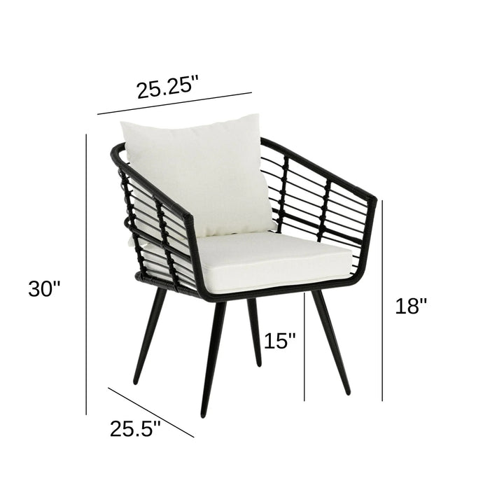 Irix Outdoor Patio Seating Set 2 Chairs and 1 Table Set (Black + White)