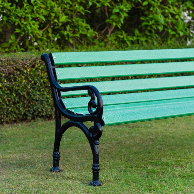 Brin Cast Iron 3 Seater FRP Garden Bench for Outdoor Park - (Green + Black)