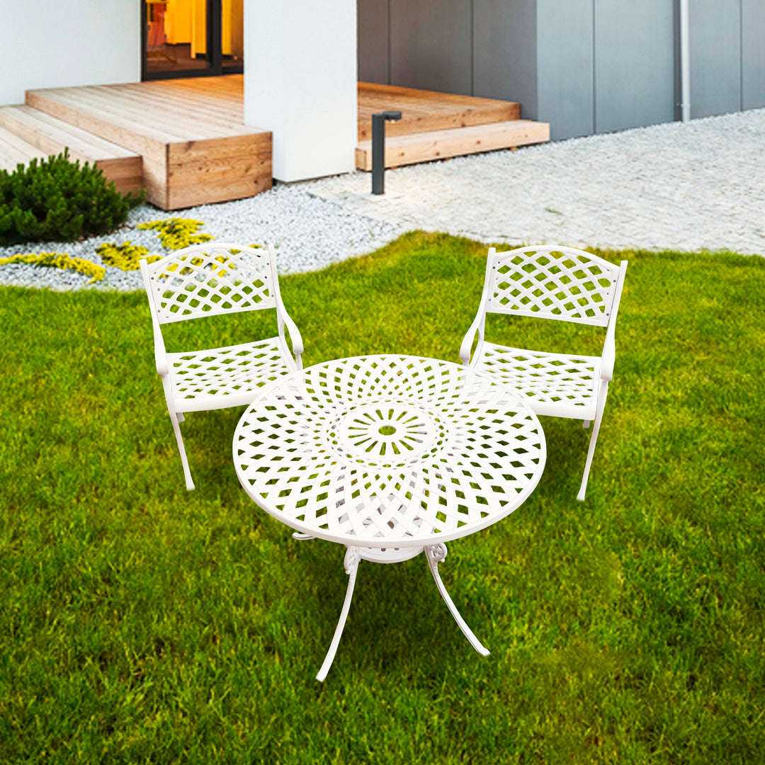 Natale Cast Aluminium Garden Patio Seating 2 Chair and 1 Table Set