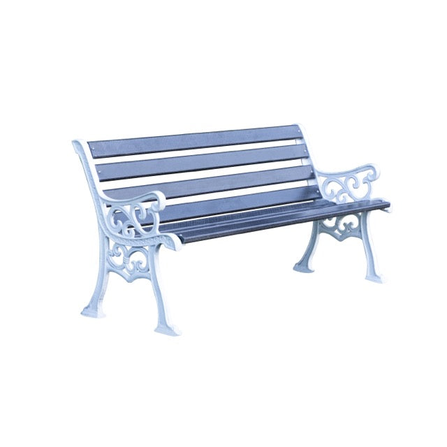 Eira Cast Iron 3 Seater FRP Garden Bench for Outdoor Park - (Black + White)