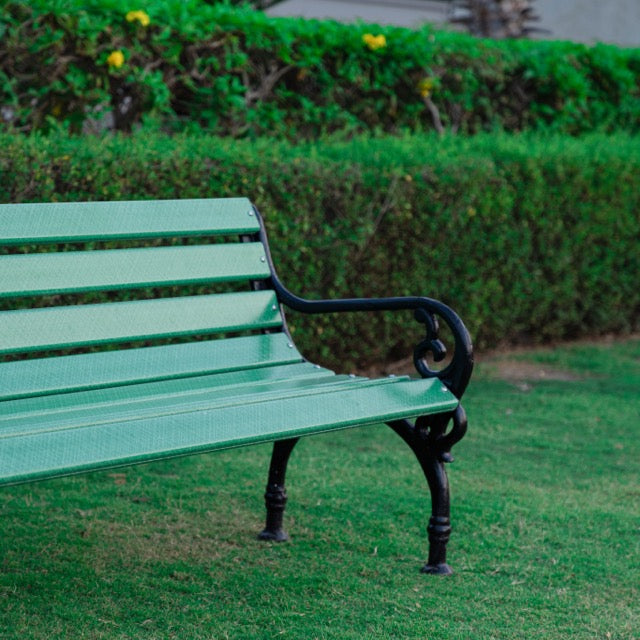 Brin Cast Iron 3 Seater FRP Garden Bench for Outdoor Park - (Green + Black)