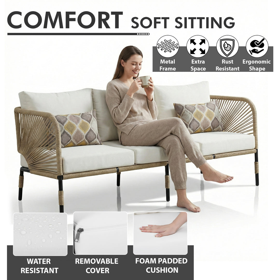 Kylie Outdoor Sofa Set 3 Seater , 2 Single seater and 1 Center Table Braided & Rope