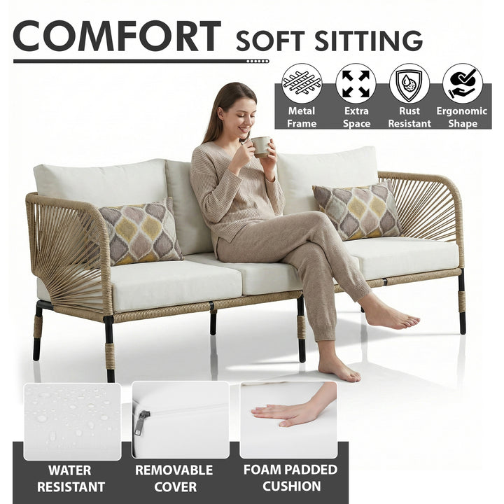 Kylie Outdoor Sofa Set 3 Seater , 2 Single seater and 1 Center Table Braided & Rope