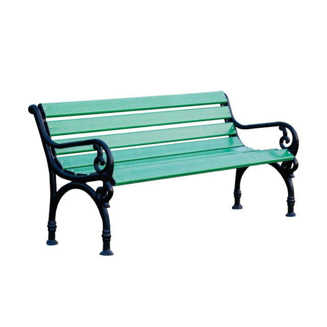 Brin Cast Iron 3 Seater FRP Garden Bench for Outdoor Park - (Green + Black)