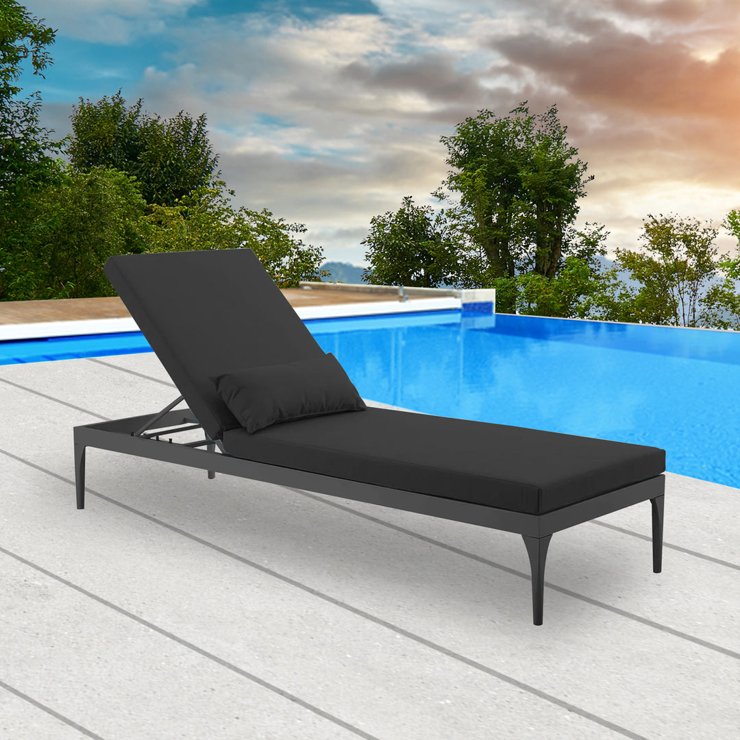 Disla Outdoor Swimming Poolside Lounger (Black) Set of 2