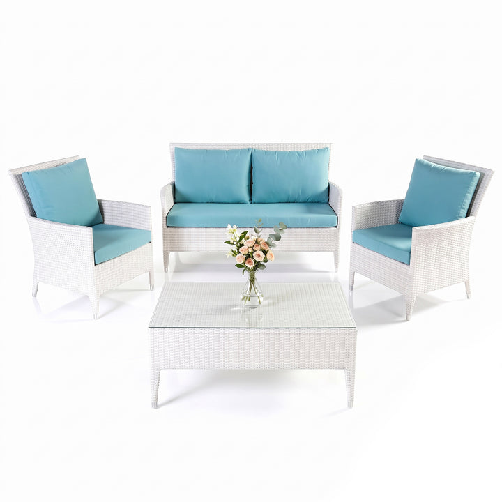 Pio Outdoor Sofa Set  2 Seater , 2 Single seater and 1 Center Table (White)
