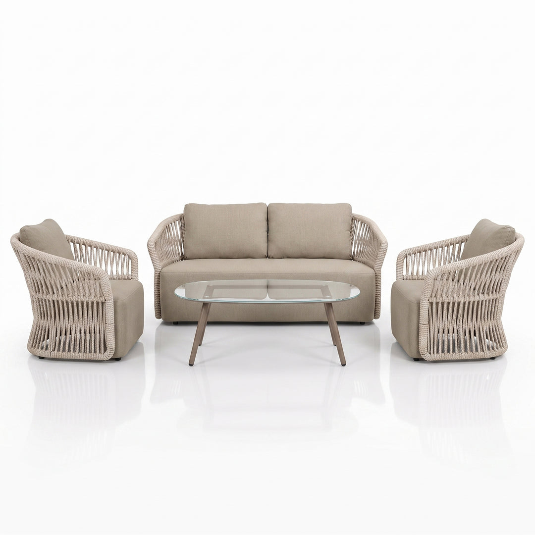 Thoma Outdoor Garden Balcony Sofa Set 2 Seater , 2 Single Seater 1 Center Table Set, Braid & Rope