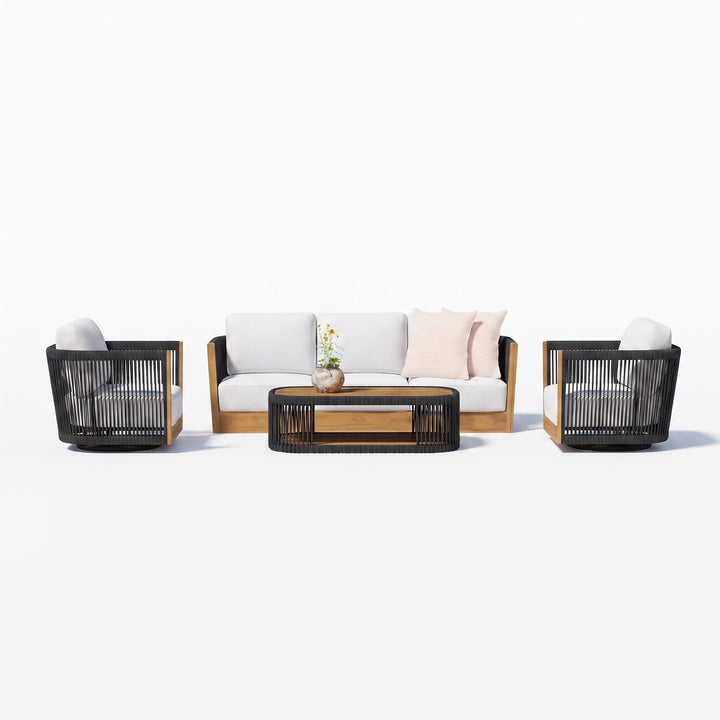 Yofora Outdoor Sofa Set 3 Seater , 2 Single seater and 1 Center Table Braided & Rope