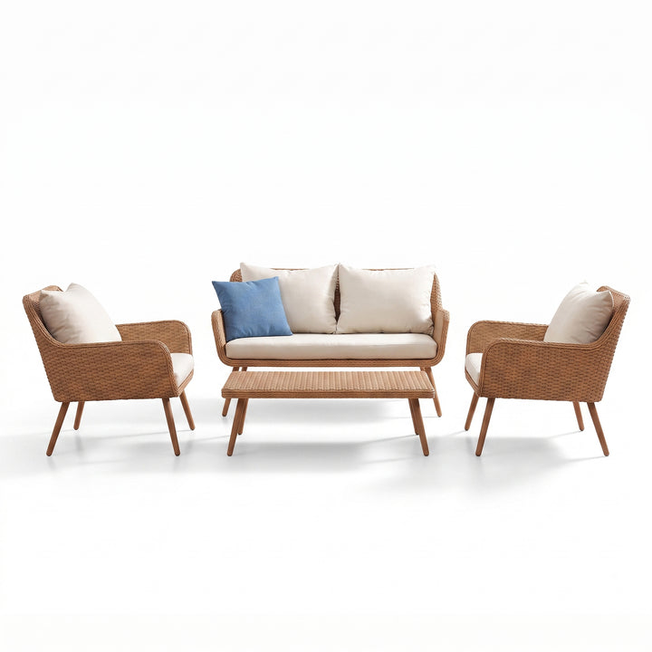 Violeta Outdoor Sofa Set 2 Seater, 2 Single seater and 1 Center Table (Brown)