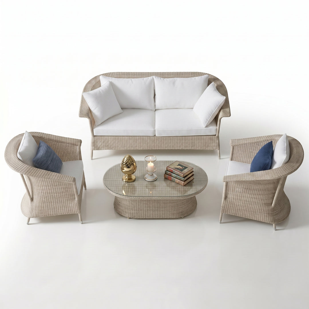 Sileo Outdoor Sofa Set 2 Seater , 2 Single seater and 1 Center Table Set (Beige)