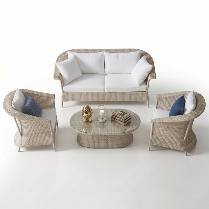 Sileo Outdoor Sofa Set 2 Seater , 2 Single seater and 1 Center Table Set (Beige)