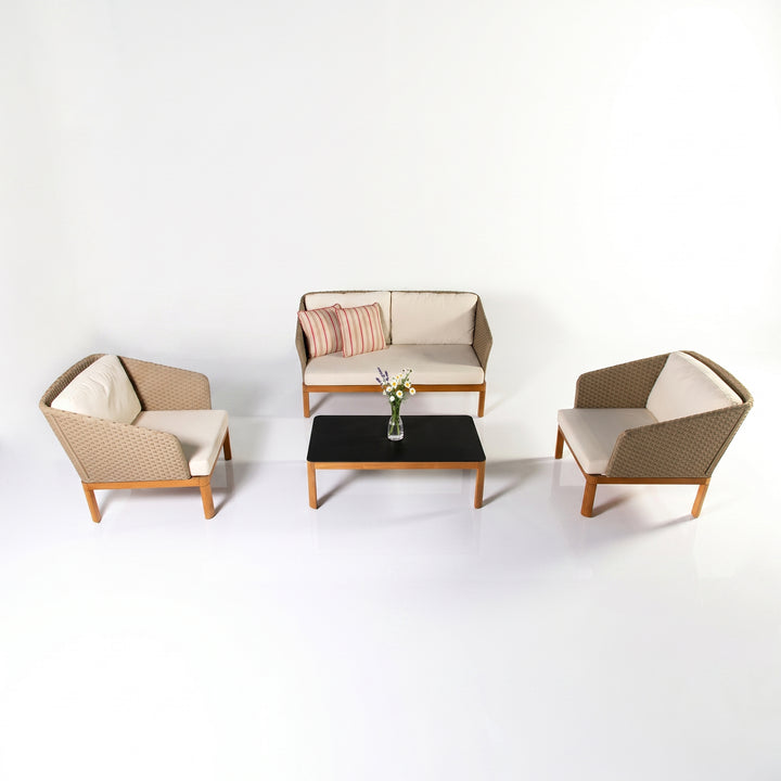 Roberta Outdoor Sofa Set 2 Seater , 2 Single seater and 1 Center Table (Beige + Brown)