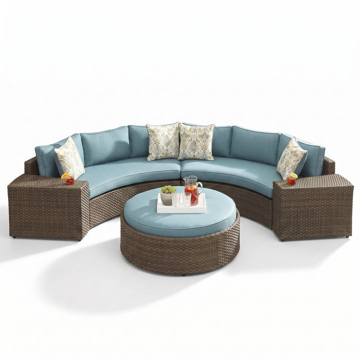 Zea Outdoor Sofa Set 4 Seater and 1 Center Table (Brown)
