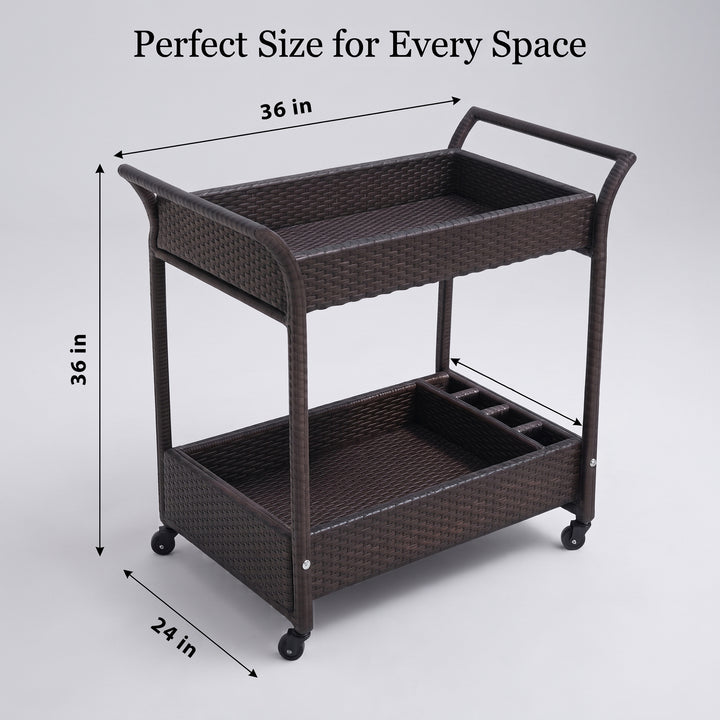 Avis Outdoor Patio Bar Serving Cart (Dark Brown)