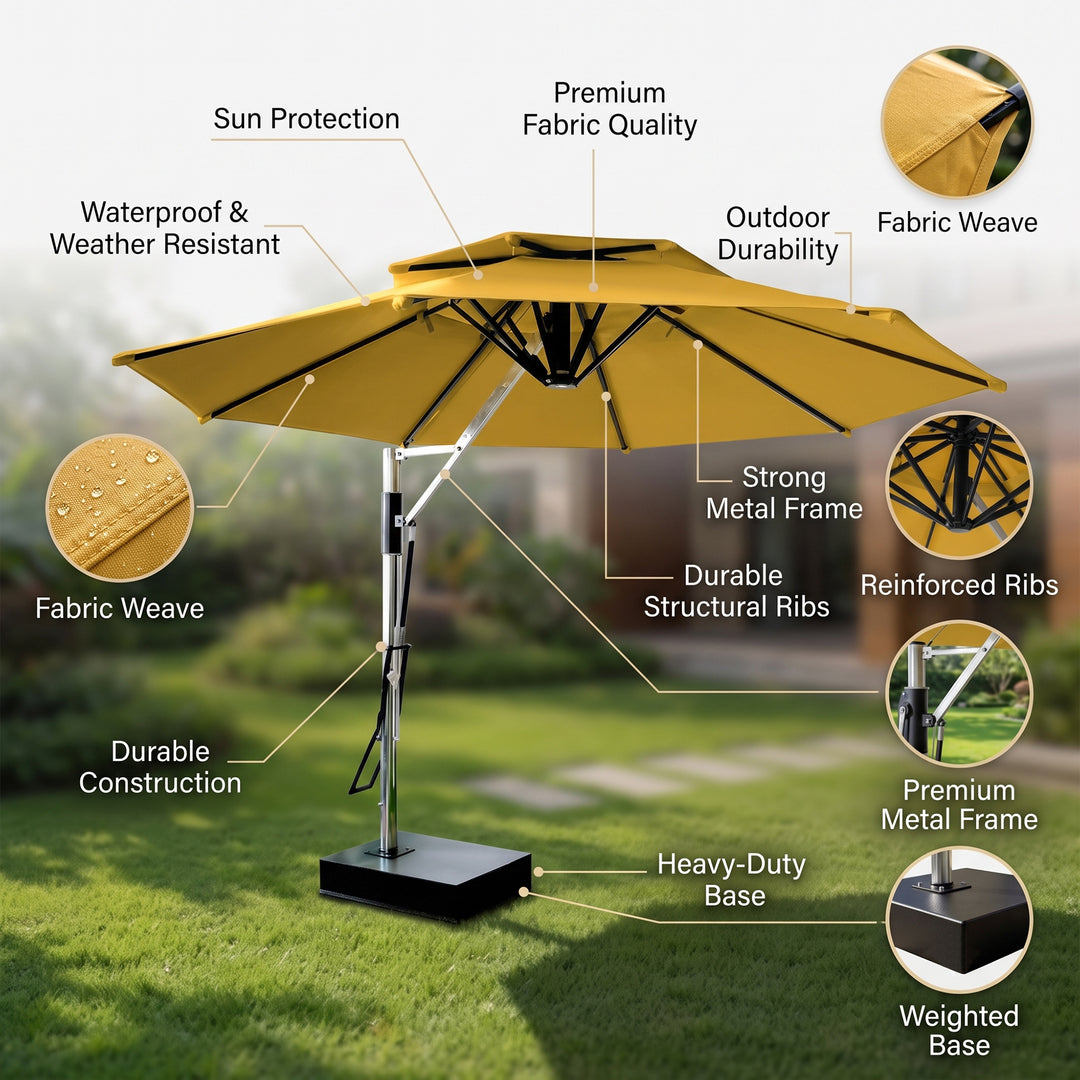 Spina Luxury Side Pole Garden Umbrella With Stand