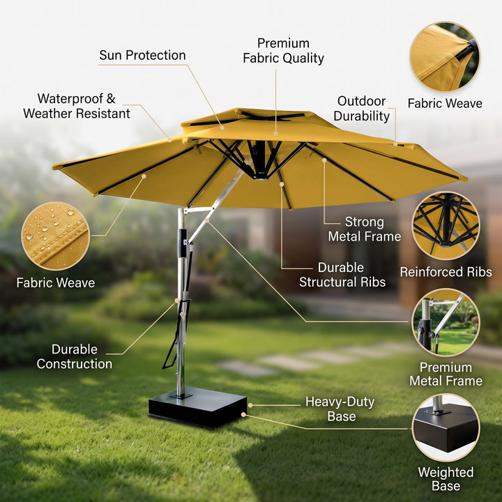 Spina Luxury Side Pole Garden Umbrella With Stand