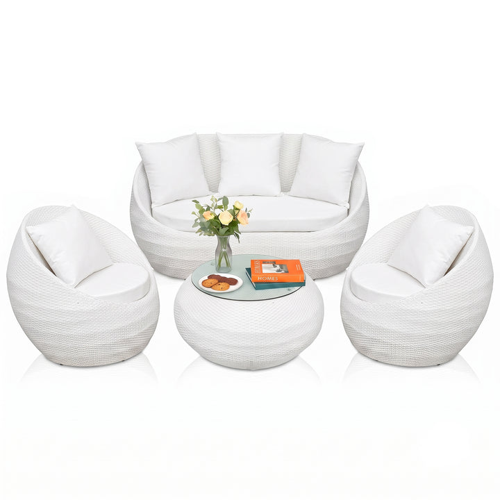 Retto Outdoor Sofa Set 2 Seater , 2 Single seater and 1 Center Table Set (White)