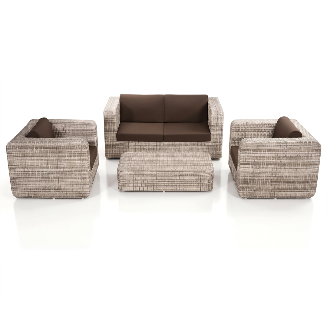 Maso Outdoor Sofa Set 2 Seater + 2 Single seater with 1 Central Table (Seashell)