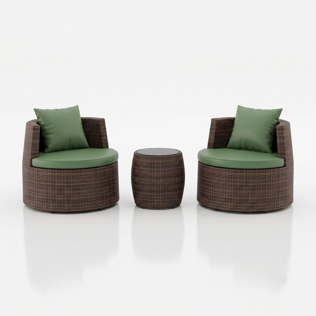 Leonora Outdoor Patio Sofa Set 2 Single Seater and 1 Table (Brown)