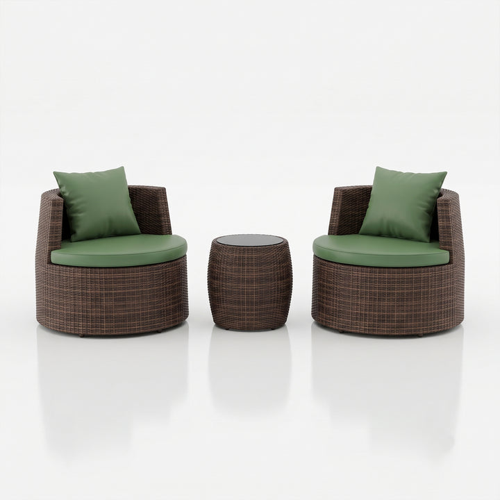 Leonora Outdoor Patio Sofa Set 2 Single Seater and 1 Table (Brown)