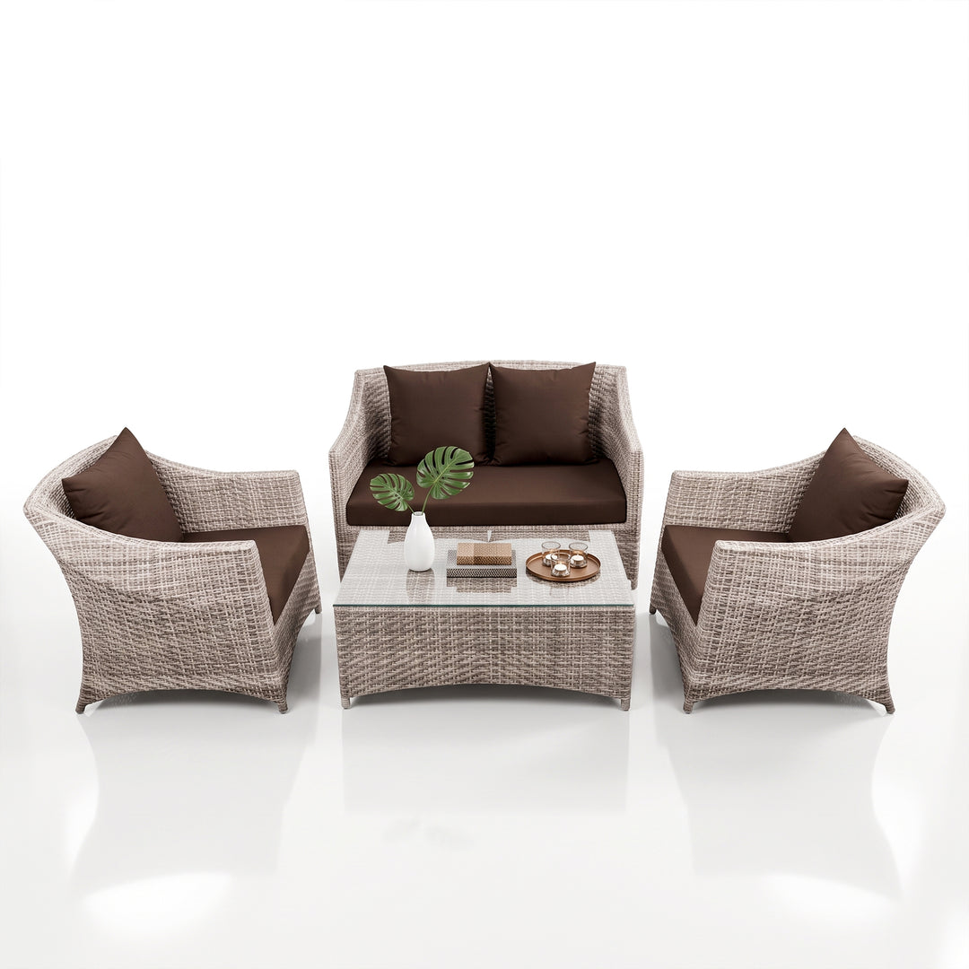 Gerardo Outdoor Sofa Set 2 Seater, 2 Single seater , 1 Center table (Seashell)